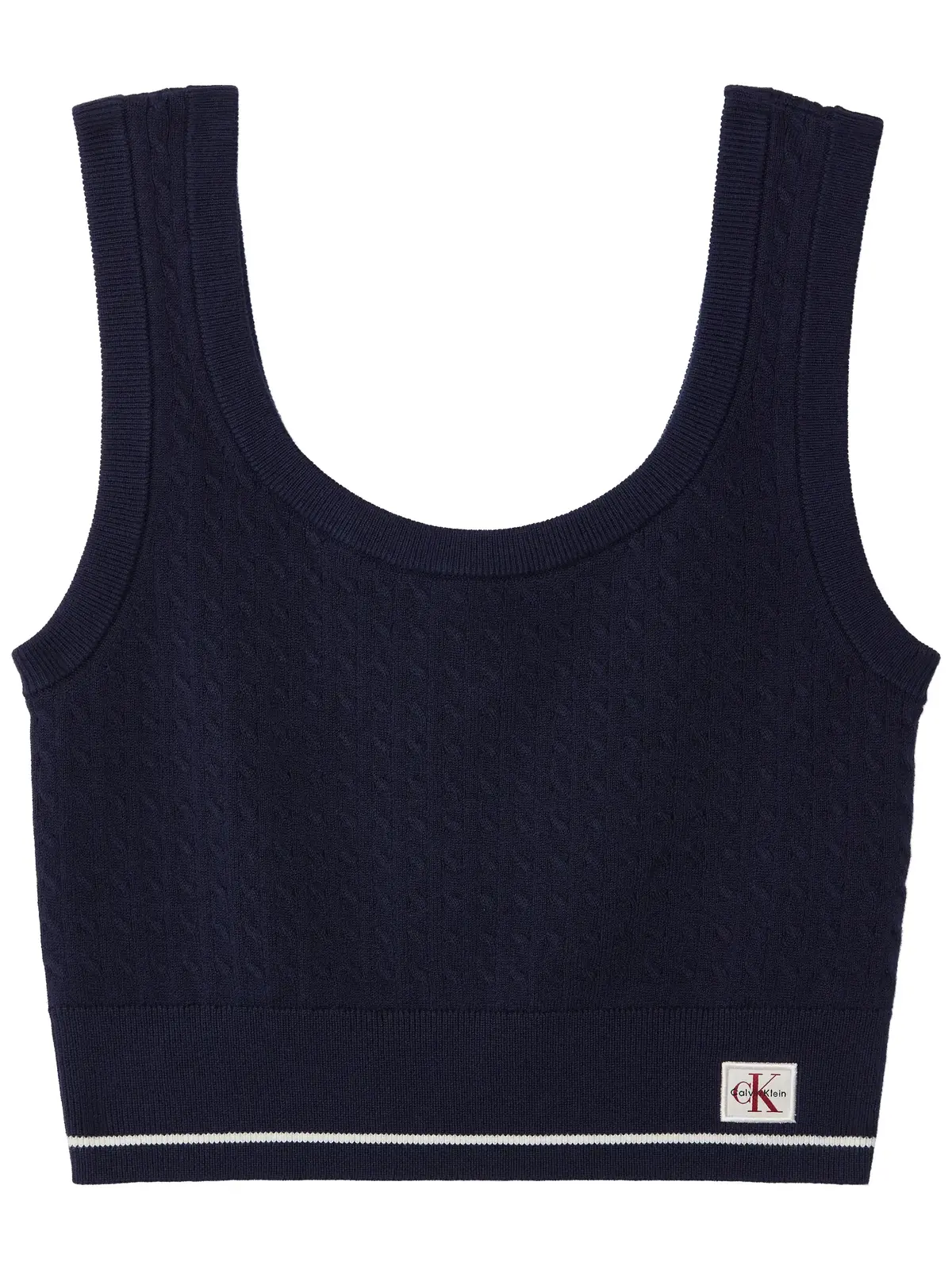 Calvin Klein SL WOVEN LABEL CABLE Lacivert Kolsuz Bluz