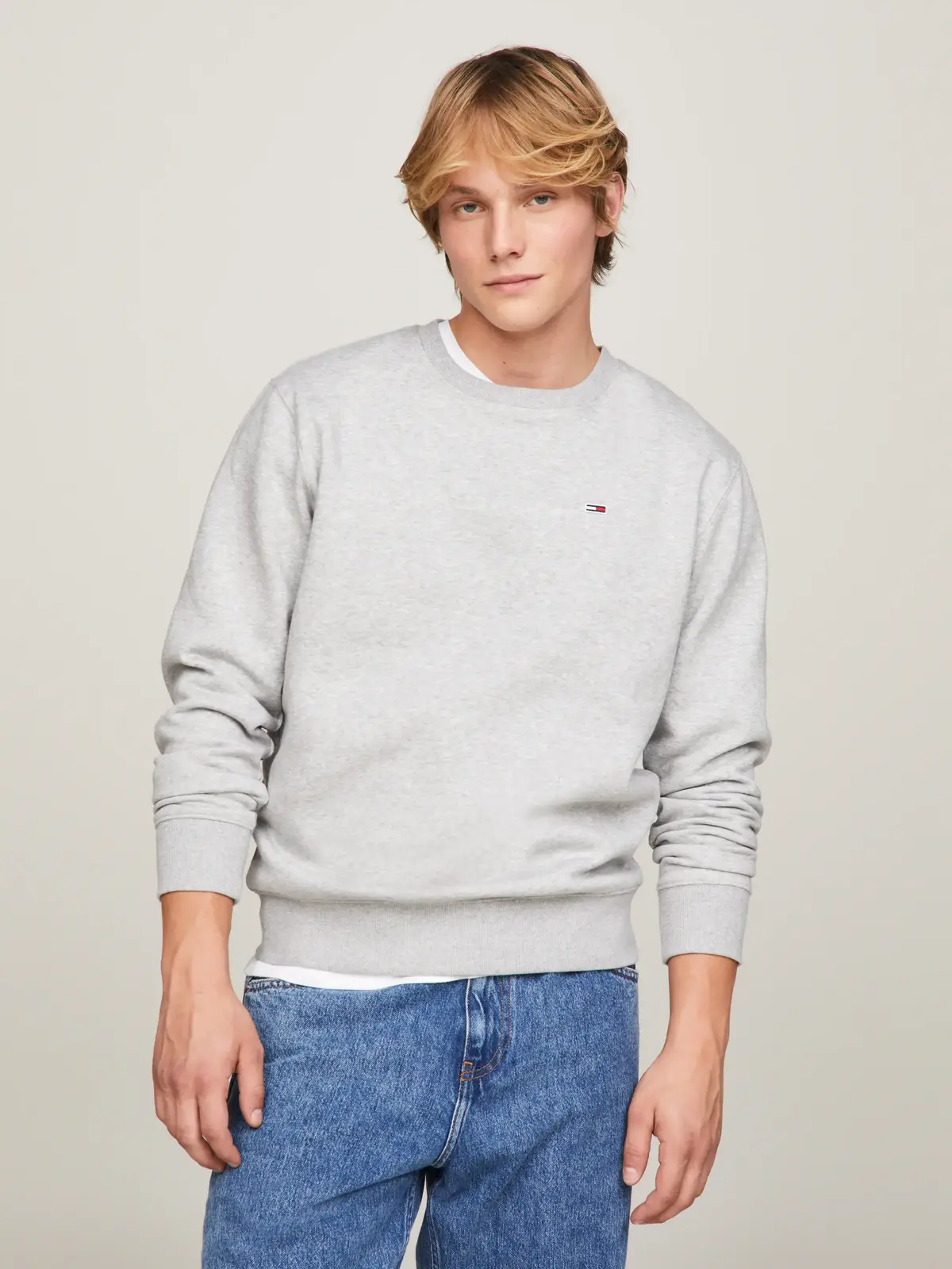 Tommy Hilfiger  TJM REGULAR FLEECE C Erkek Gri Sweatshirt