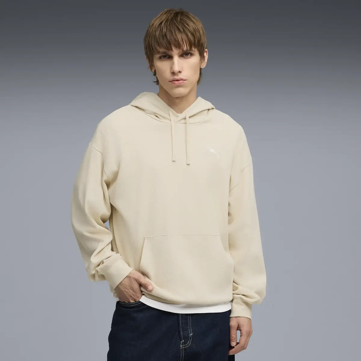 Puma ESS ELEVATED Relaxed Hoodie Krem Erkek Sweatshirt