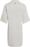 Calvin Klein LINEN BLEND HS SHIRT, ADA Beyaz Kadın Elbise-Etek