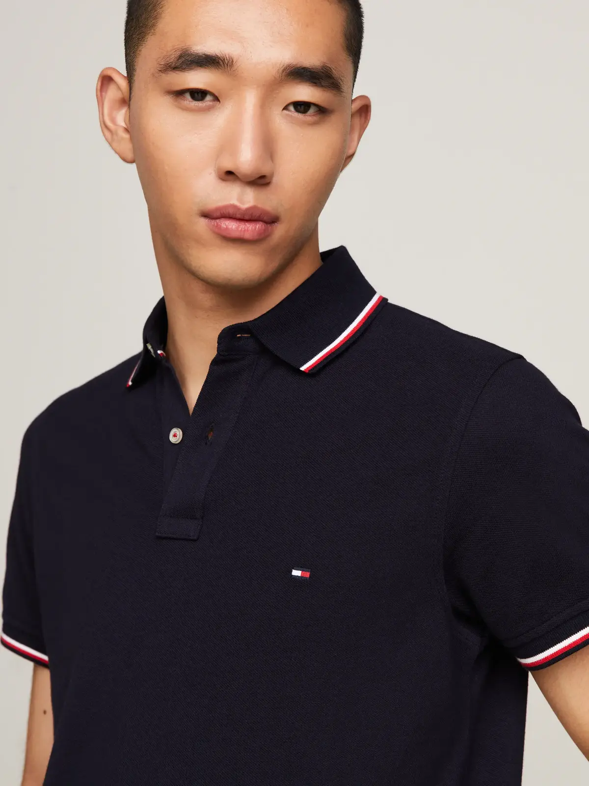 Tommy Hilfiger CORE TOMMY TIPPED SL Erkek Lacivert Polo T-Shirt