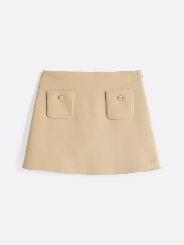 Tommy Hilfiger PUNTO SHORT SKIRT, 0GC Bej Kadın Elbise-Etek