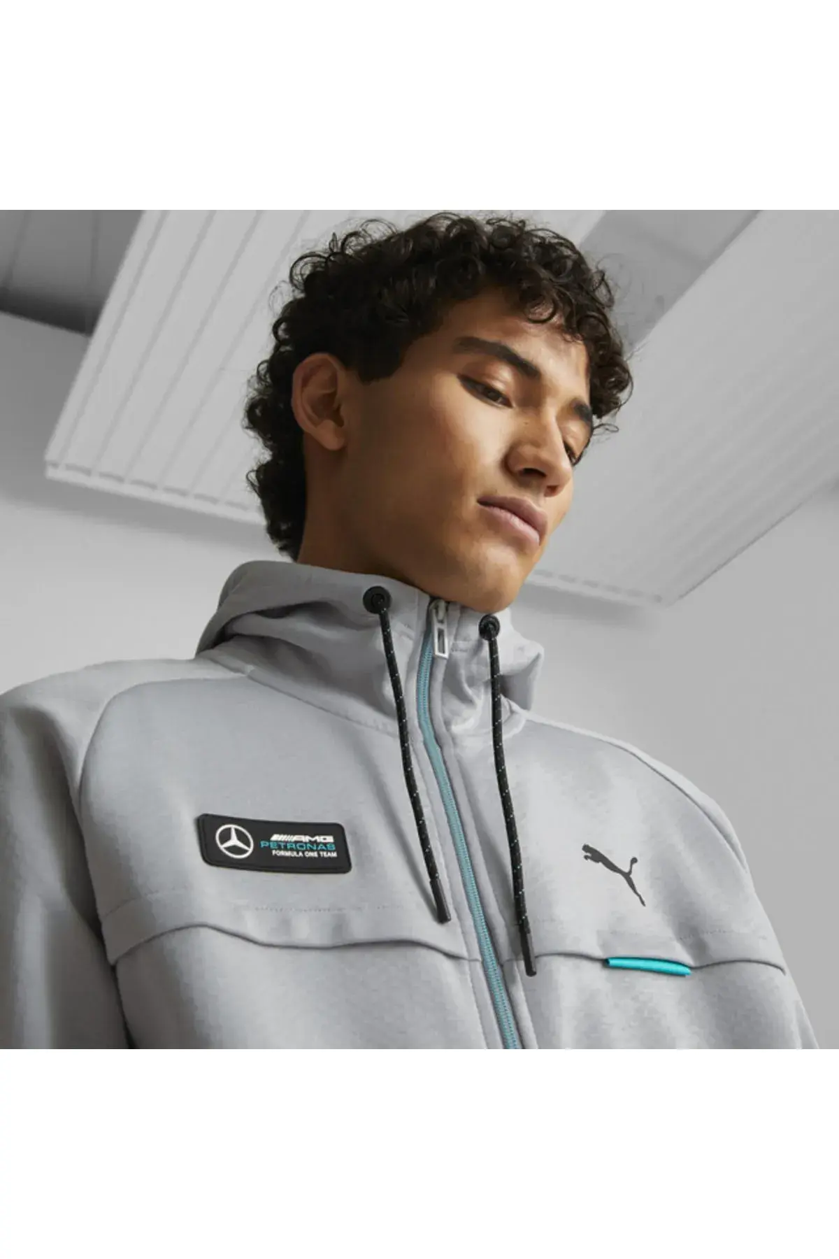 Puma Mapf1 Hooded Sweat Jacket Mercedes Team Gri Erkek Fermuarlı Hoodie