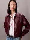 Calvin Klein A-Cropped Crinkle Faux Leather B Bordo Kadın Ceket Calvin Klein A-Cropped Crinkle Faux Leather B Bordo Kadın Ceket