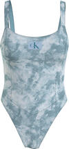 Calvin Klein ONE PIECE-PRINT-RP Kadın Mavi Mayo