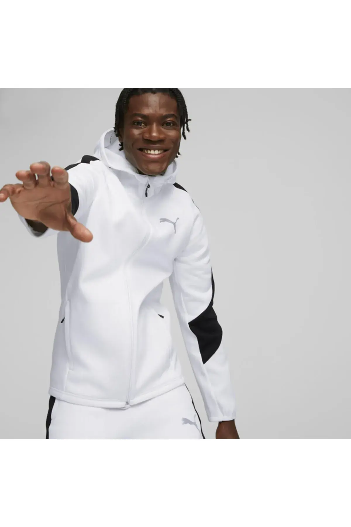 Puma Evostripe Full-Zip Hoodie Beyaz Erkek Fermuarlı Hoodie
