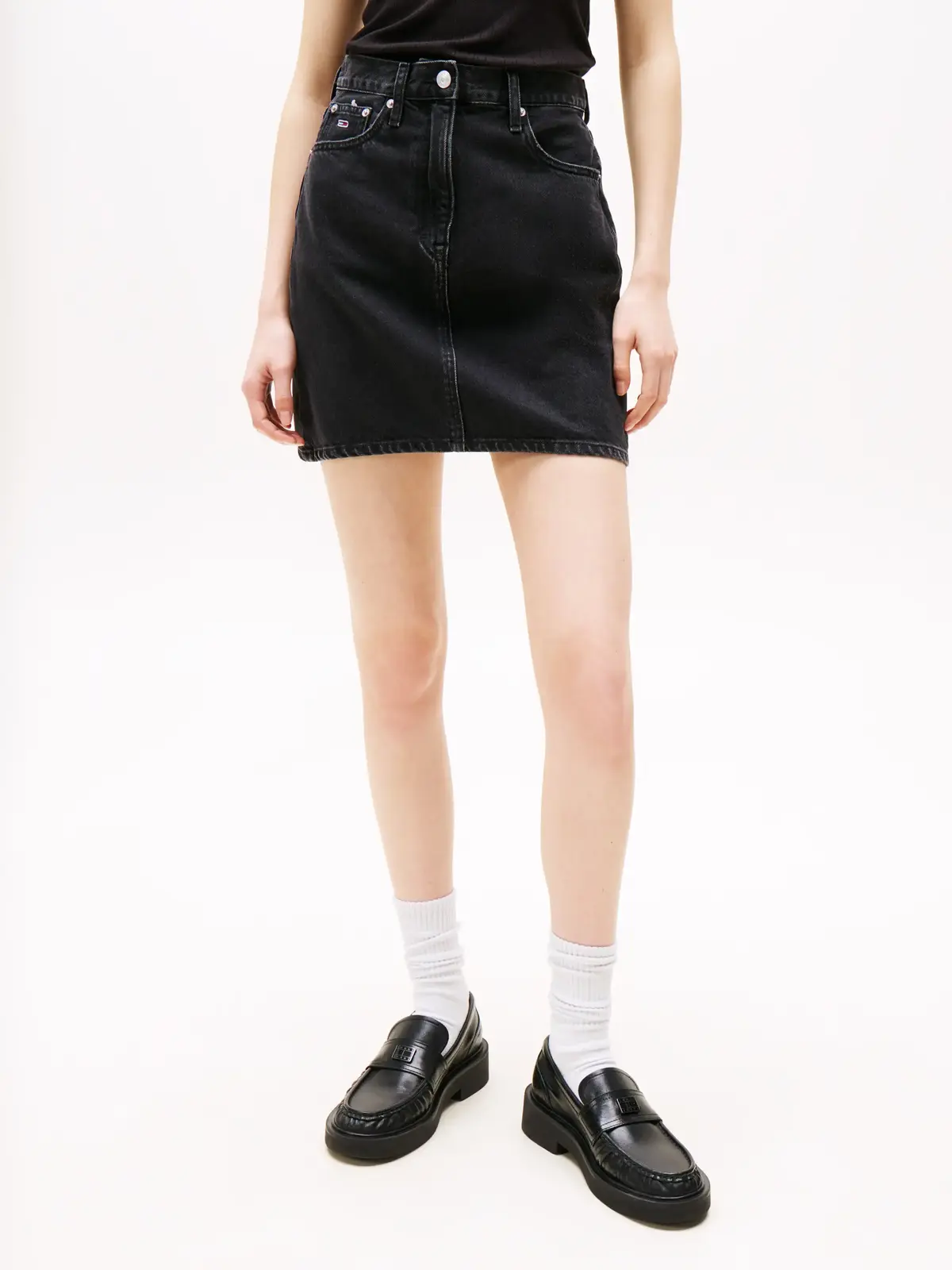 Tommy Hilfiger MOM SKIRT BI8080, 1BZ Siyah Kadın Elbise-Etek