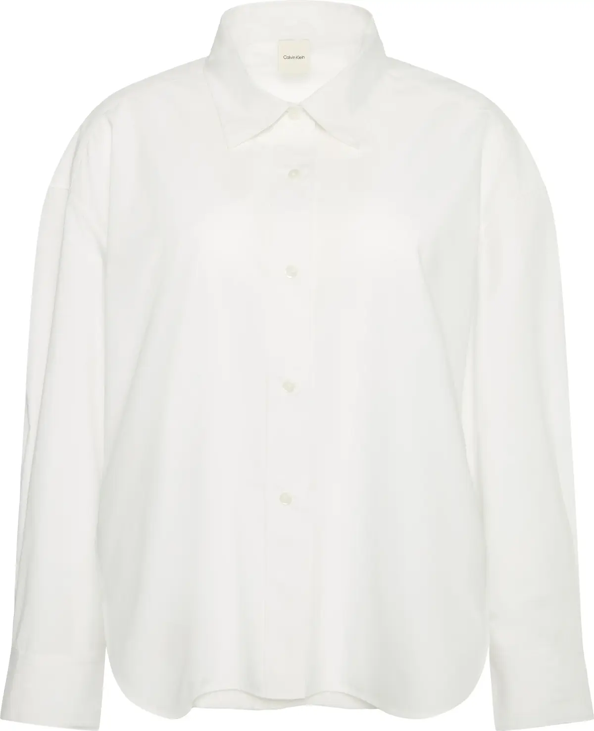 Calvin Klein Crisp Poplin Oversized Cropped S Kadın Beyaz Gömlek