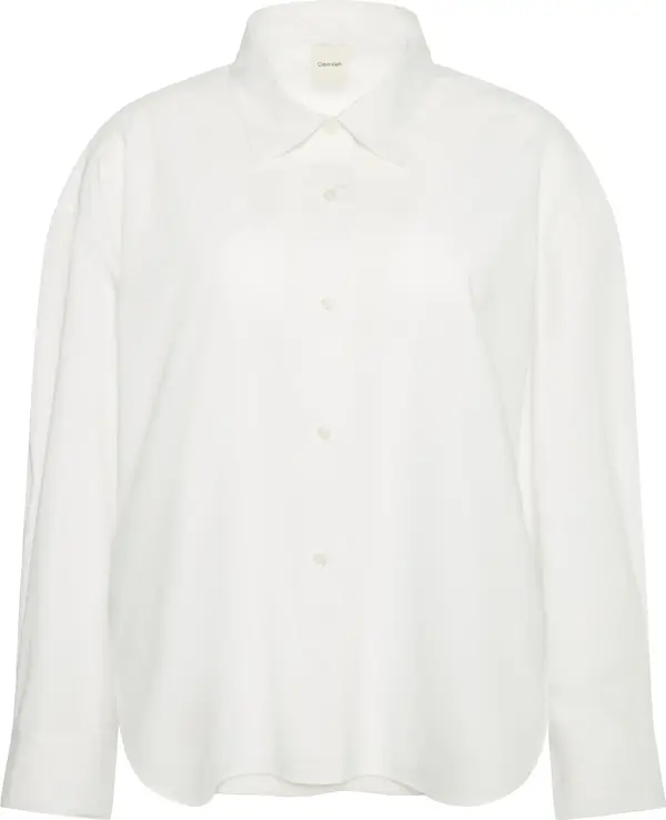 Calvin Klein Crisp Poplin Oversized Cropped S Kadın Beyaz Gömlek