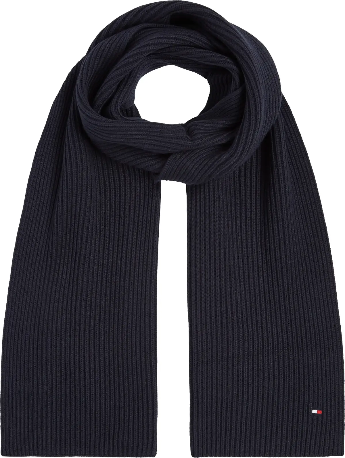 Tommy Hilfiger ESSENTIAL FLAG KNITT Erkek Siyah Atkı