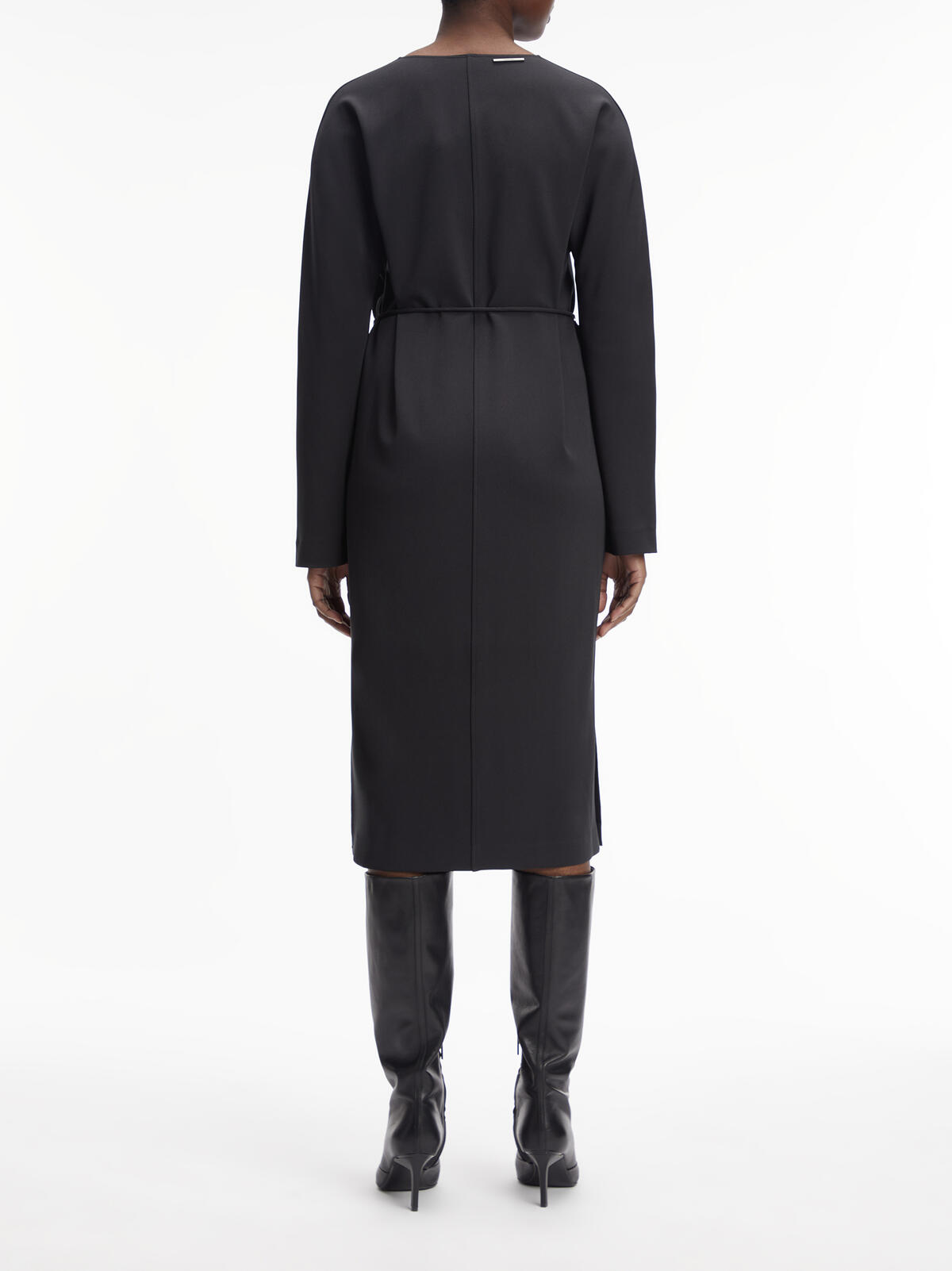 Calvin Klein STRUCTURE TWILL V NE Kadın Siyah Elbise