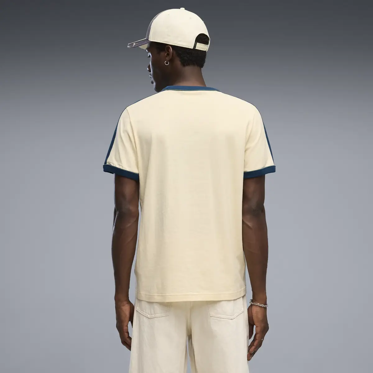 PUMA T7 Ringer Tee Krem Erkek T-Shirt