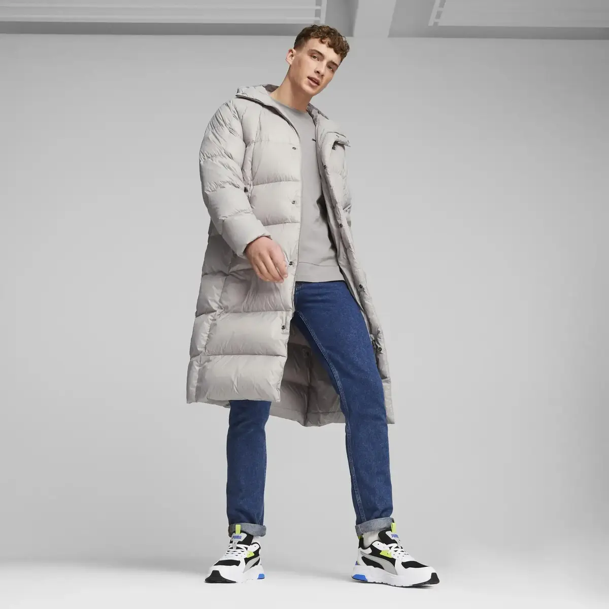 Puma Lightweight Hooded Down Coat Gri Erkek Kaban
