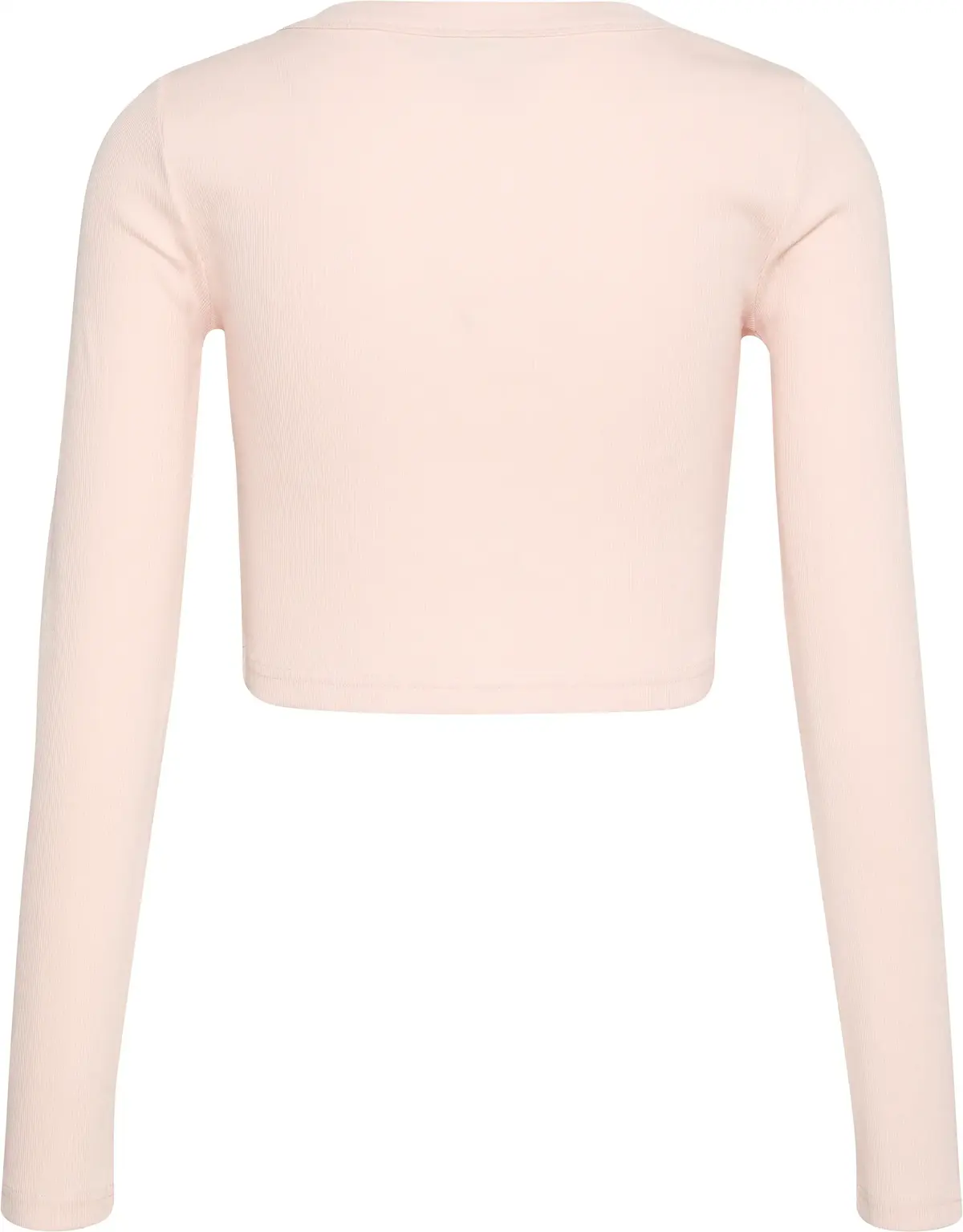 Calvin Klein LS WOVEN LABEL 2X2 COTTON RIB CA Pembe Kadın Tişört