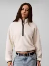 Calvin Klein SHERPA 1/4 ZIP CONTR, YAS Bej Kadın Sweatshirt
