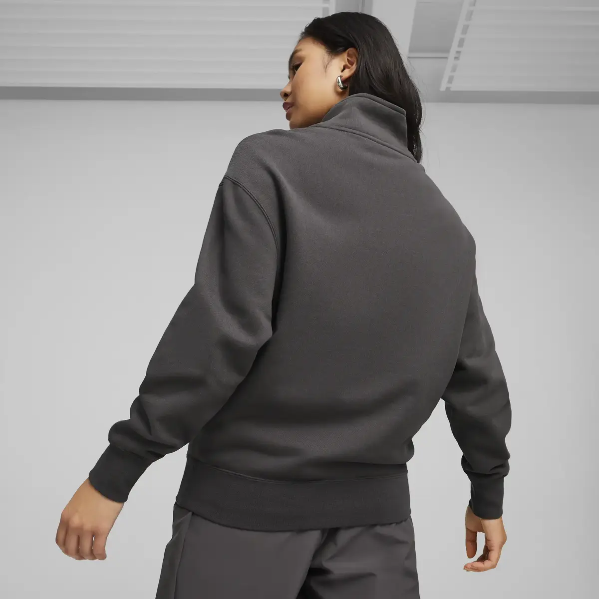 Puma YONA Half-Zip Crew Gri Kadın Sweatshirt