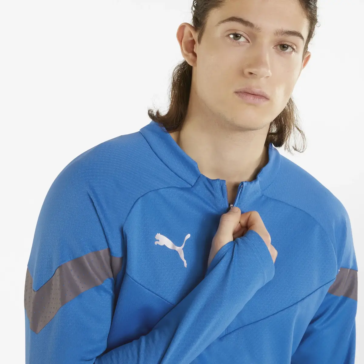 Puma teamFINAL Training 1/4 Zip Top Electric Beyaz Erkek Sweatshirt