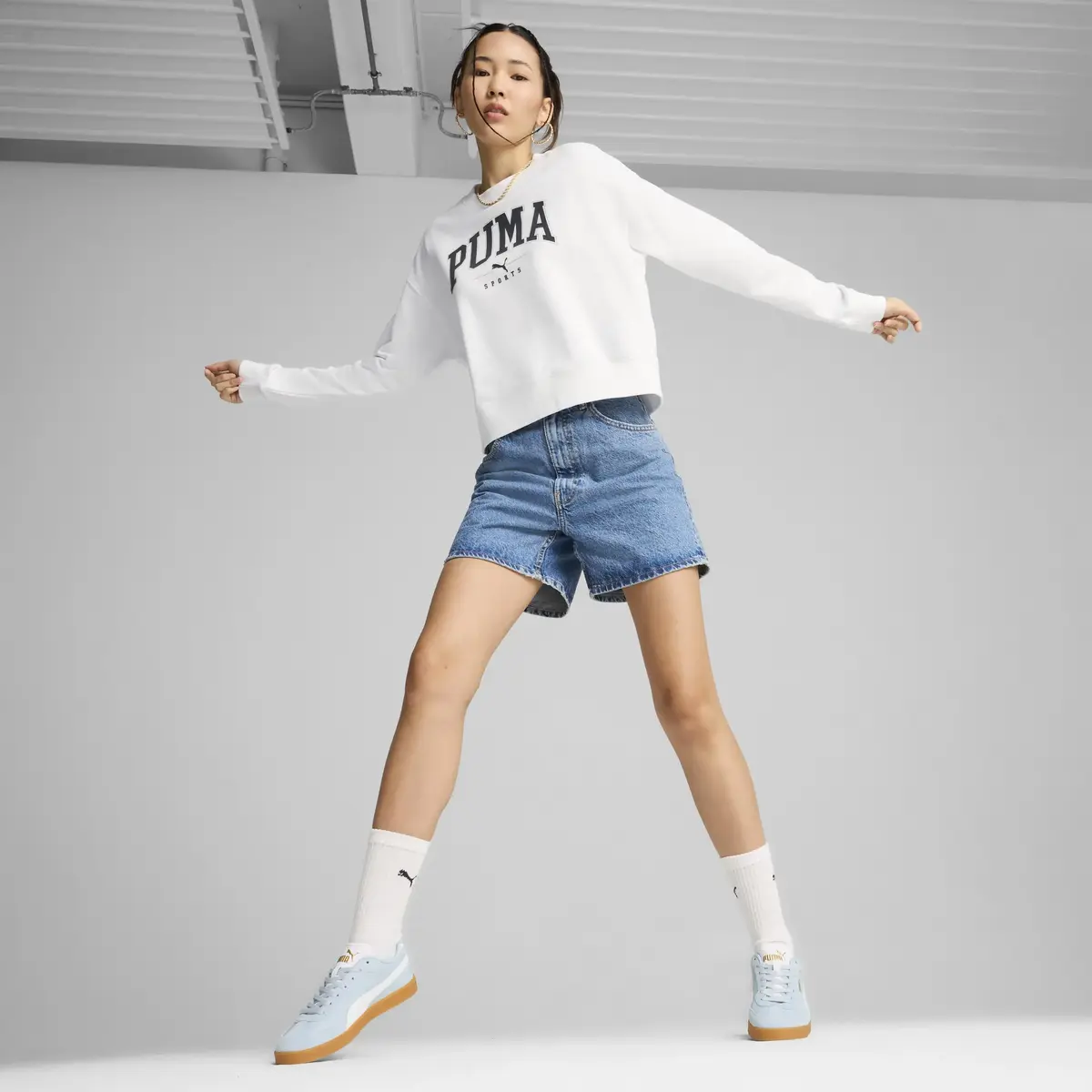 Puma SQUAD Crew TR Beyaz Kadın Sweatshirt