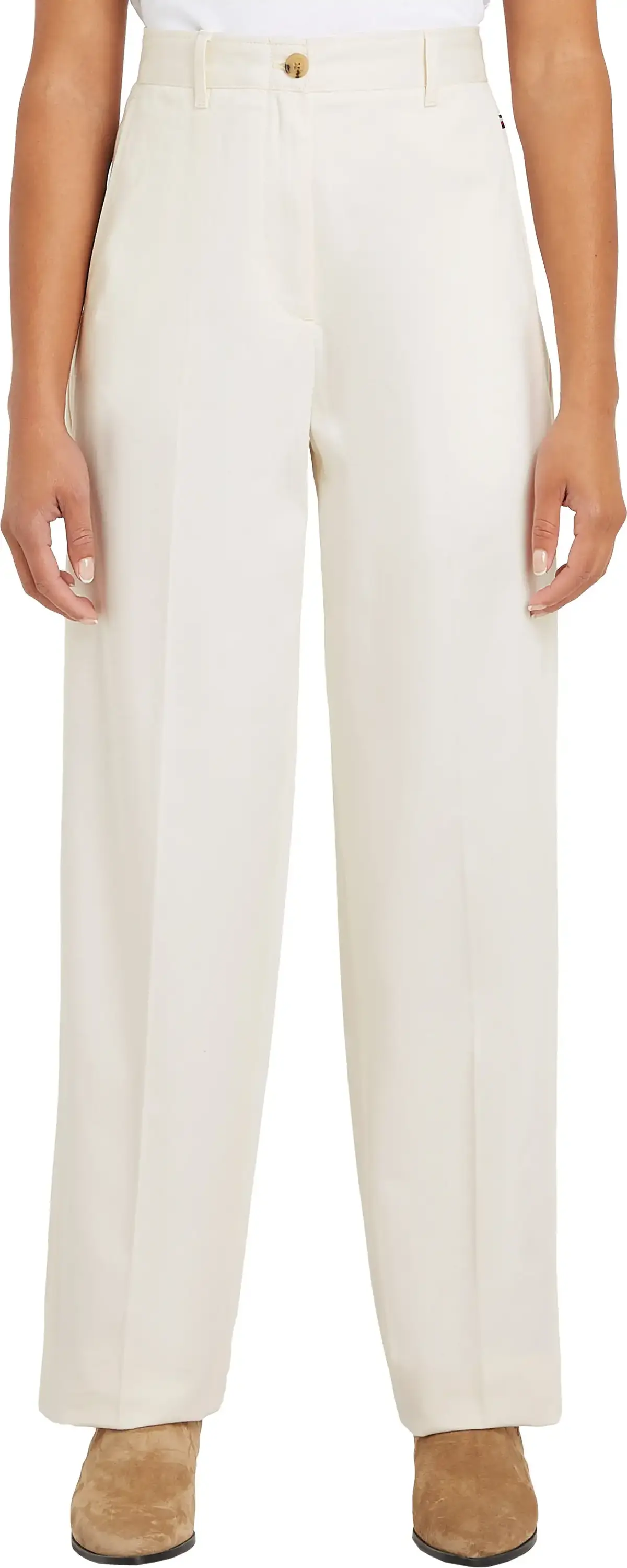 Tommy Hilfiger COTTON BARREL RELAXE, Z00 Krem Kadın Pantolon