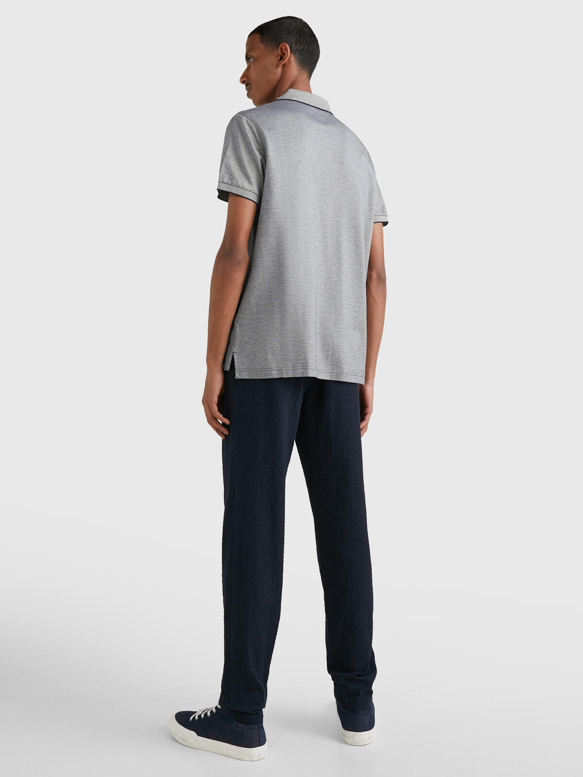 Tommy Hilfiger OXFORD LOGO COLLAR R Erkek Gri Polo T-Shirt