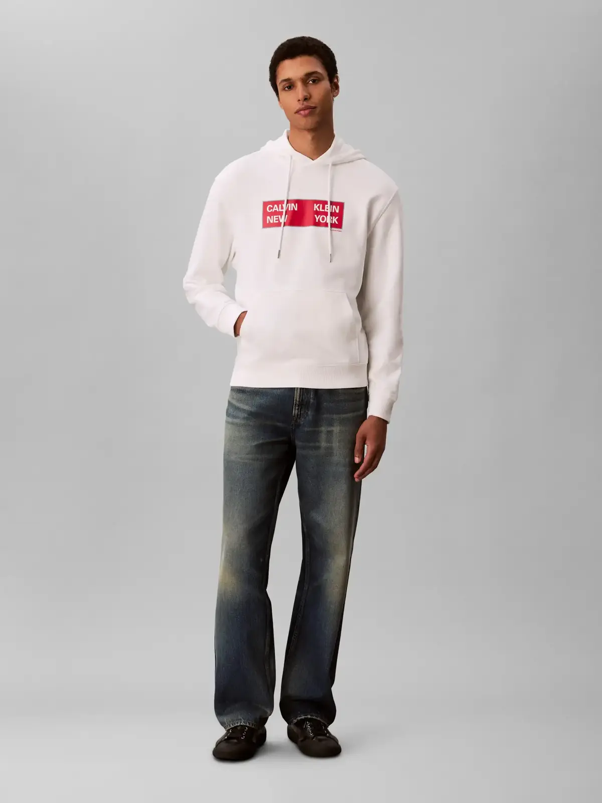 Calvin Klein LS EU 350TERRY CKNY, YAF Beyaz Erkek Hoodie