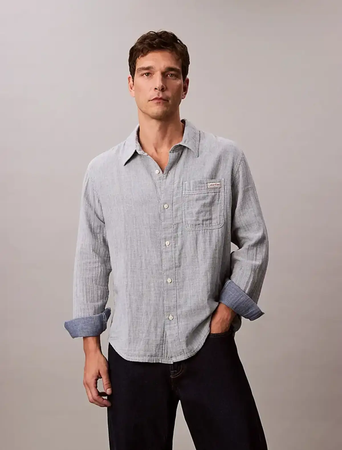 Calvin Klein CASUAL CLASSIC BOARDWALK SUMMER Gri Erkek Tişört
