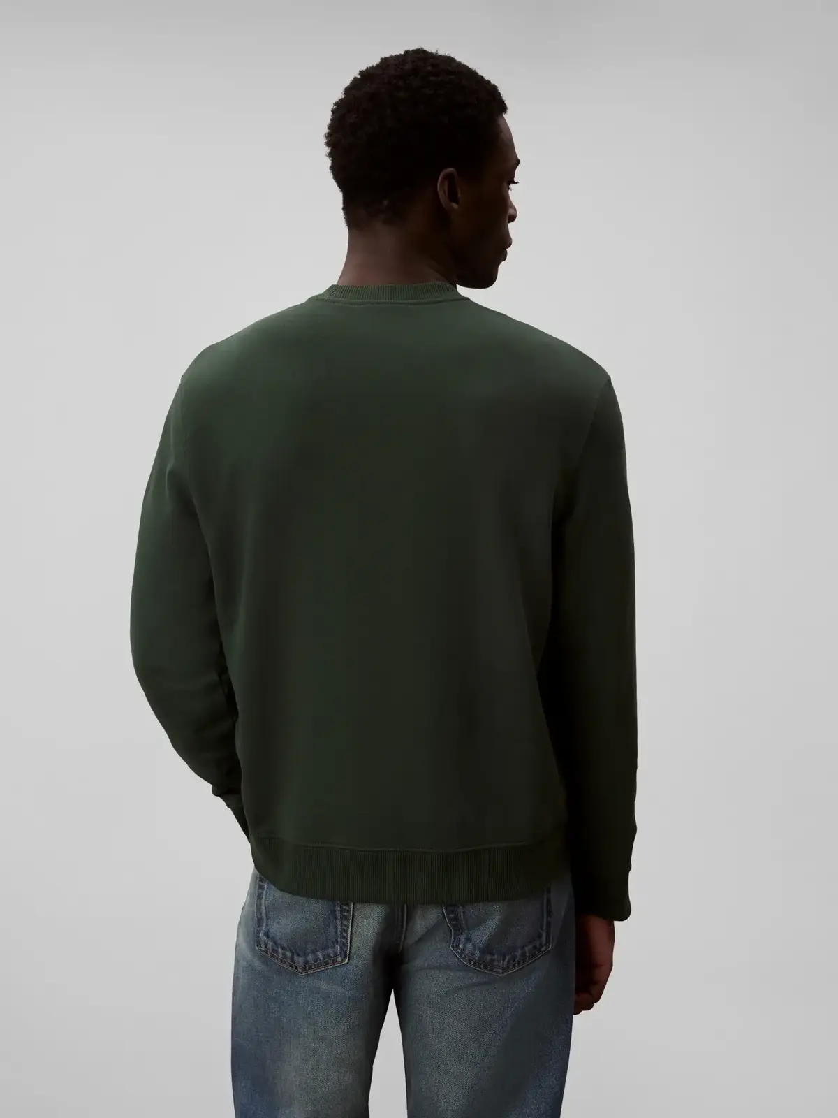 Calvin Klein LS EU 350TERRY MONOL, LLG Yeşil Erkek Sweatshirt