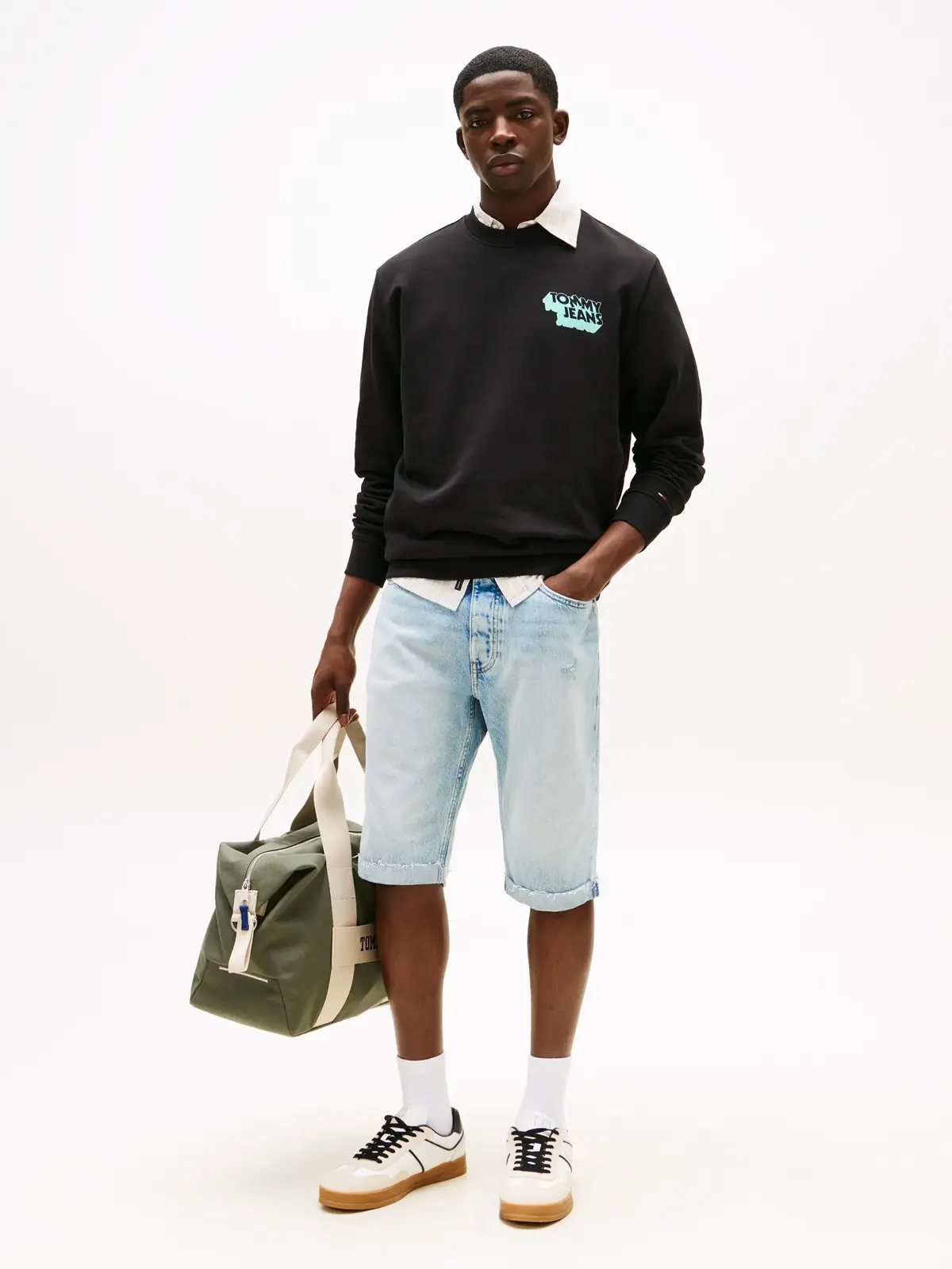 Tommy Hilfiger TJM REG STACK CREW E, BDS Siyah Erkek Sweatshirt