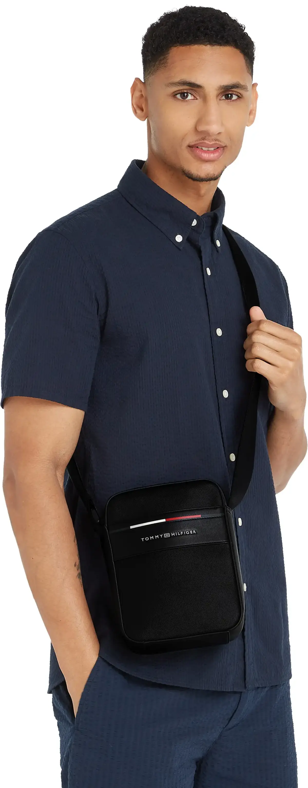 Tommy Hilfiger TH FOUNDATION MINI R, BDS Siyah Erkek Çanta & Cüzdan