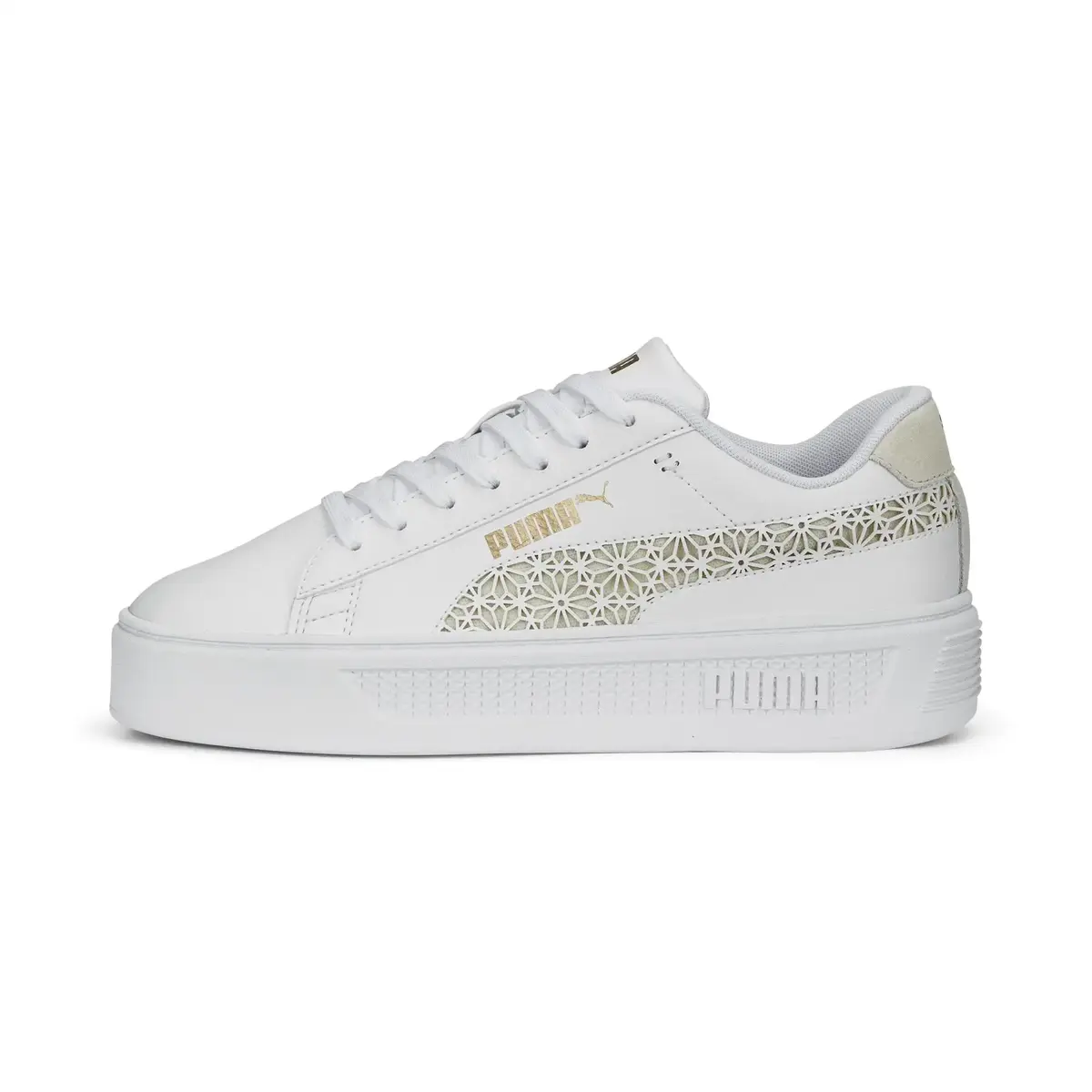 Puma Smash Platform V3 Laser Cut Kadın Beyaz Günlük Spor Ayakkabı