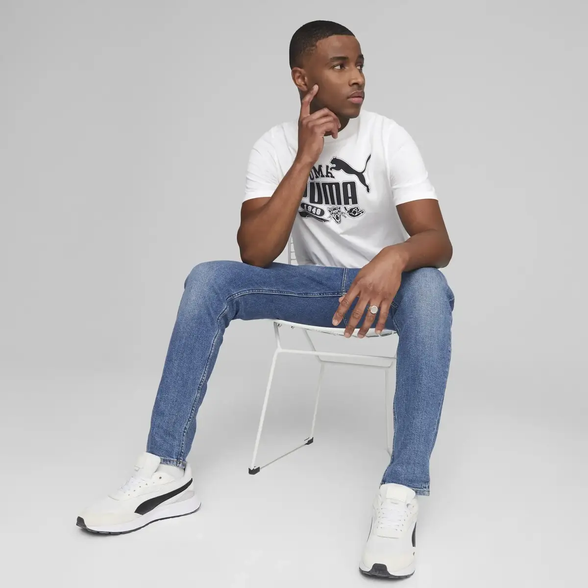 Puma GRAPHICS Icon Tee PUMA White Beyaz Erkek T-Shirt