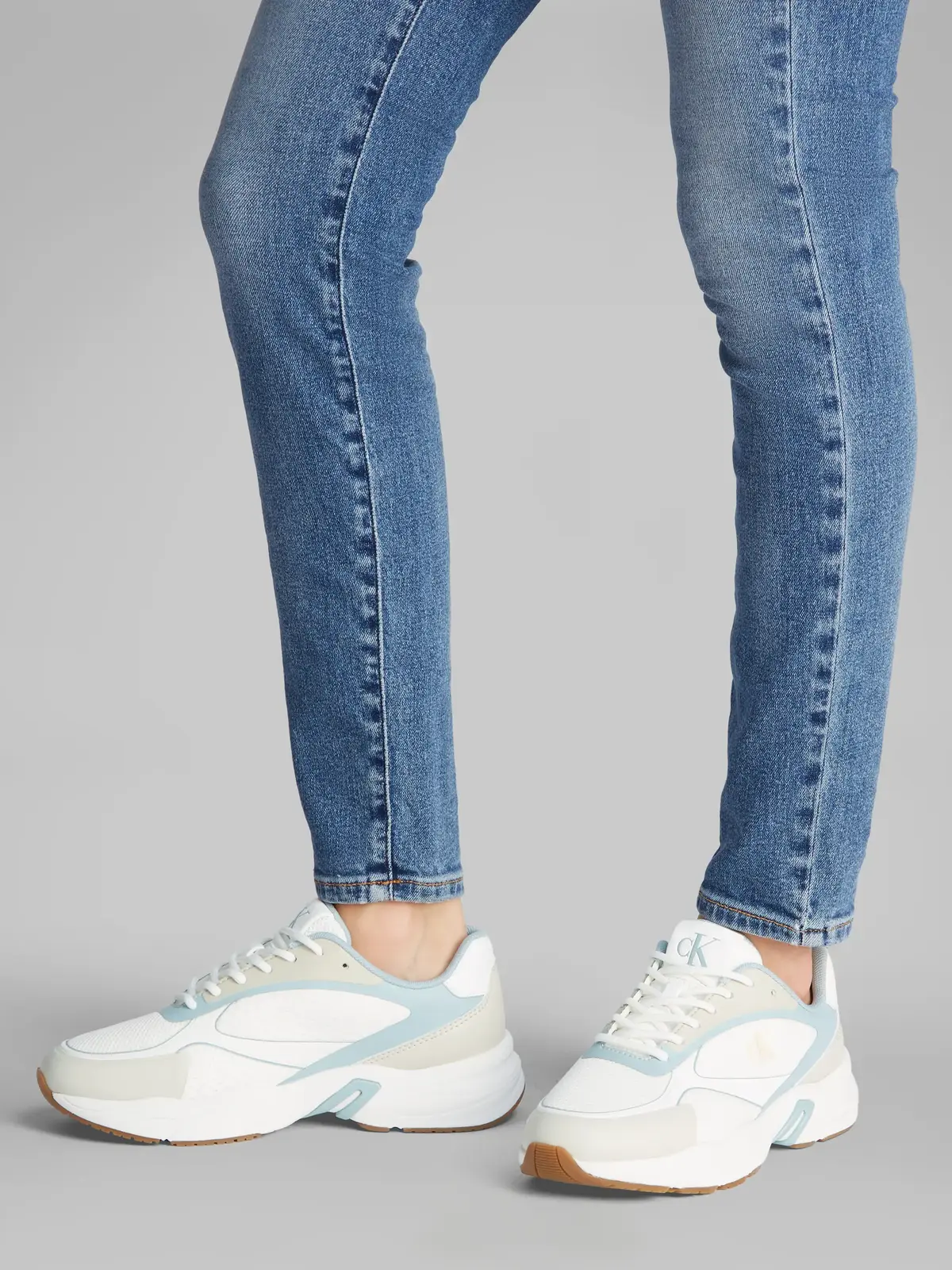 Calvin Klein RETRO TENNIS KNIT MG Beyaz-Mavi Kadın Sneaker