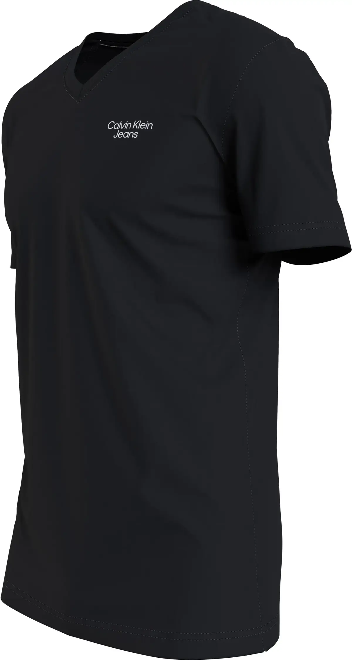 Calvin Klein STACKED LOGO V-NECK Erkek Siyah T-Shirt