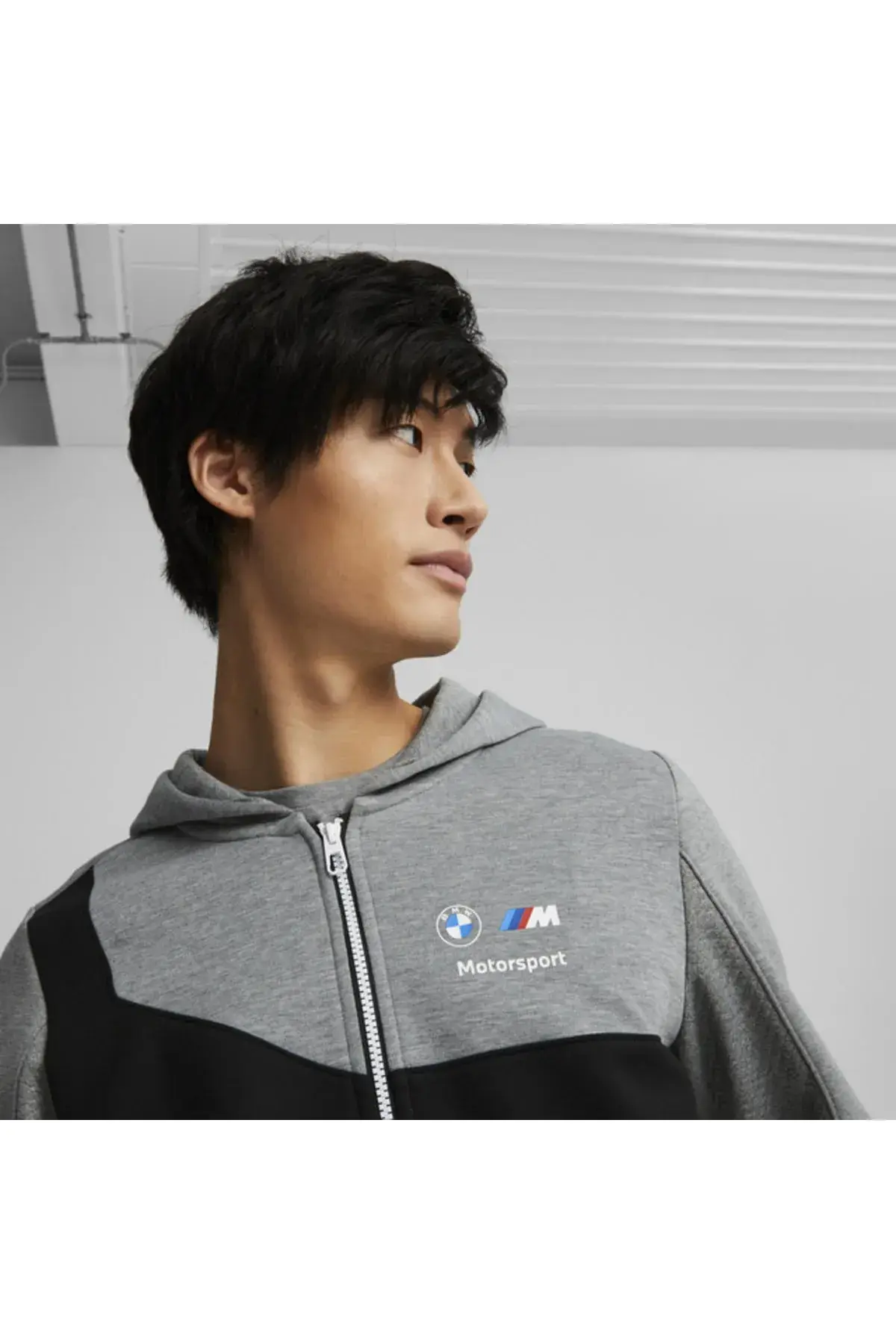 Puma Bmw Mms Hdd Sweat Jacket Gri Erkek Fermuarlı Hoodie