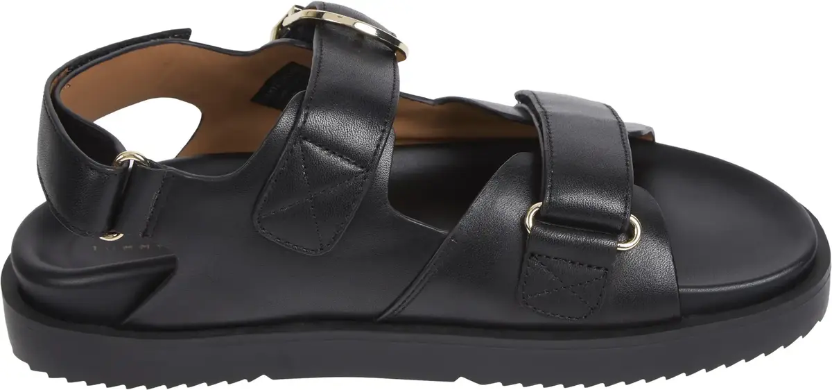Tommy Hilfiger LEATHER SPORTY SANDA, BDS Siyah Kadın Terlik
