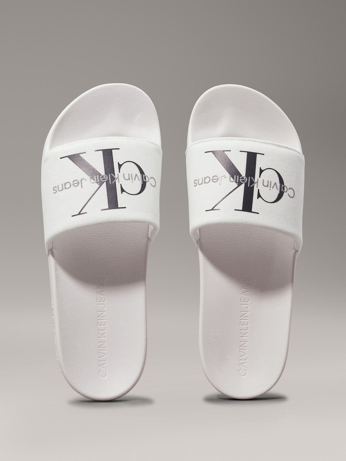 Calvin Klein SLIDE MONOGRAM CO Erkek Beyaz Terlik