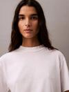 Calvin Klein SS Silk Touch Fine Beyaz Kadın Dik Yakalı Tişört