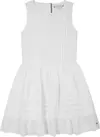 Tommy Hilfiger EMBROIDERED COTTON D, YBR Beyaz Kız Çocuk Elbise-Etek