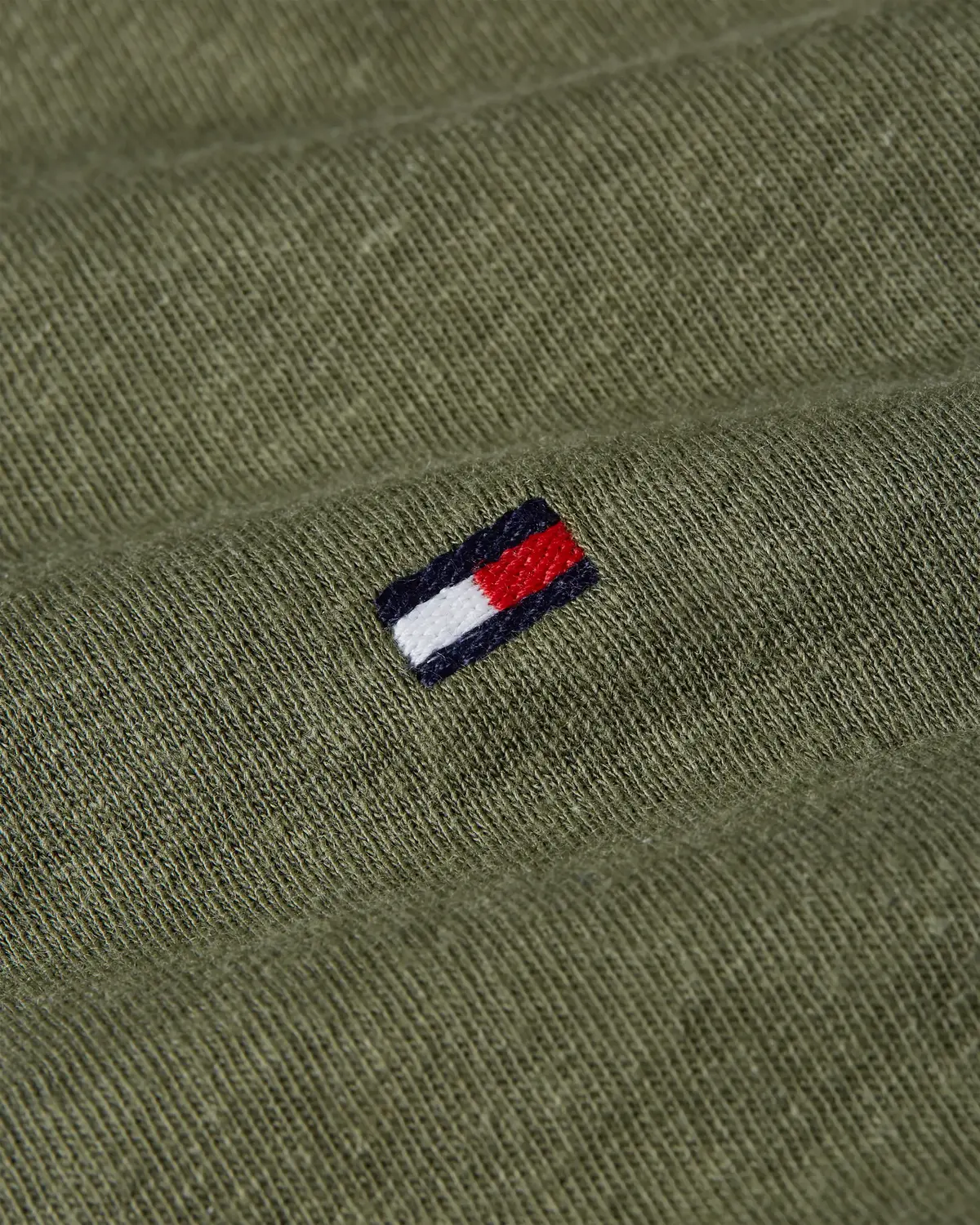 Tommy Hilfiger COTTON LINEN TEE, PLI Yeşil Erkek T-Shirt & Polo