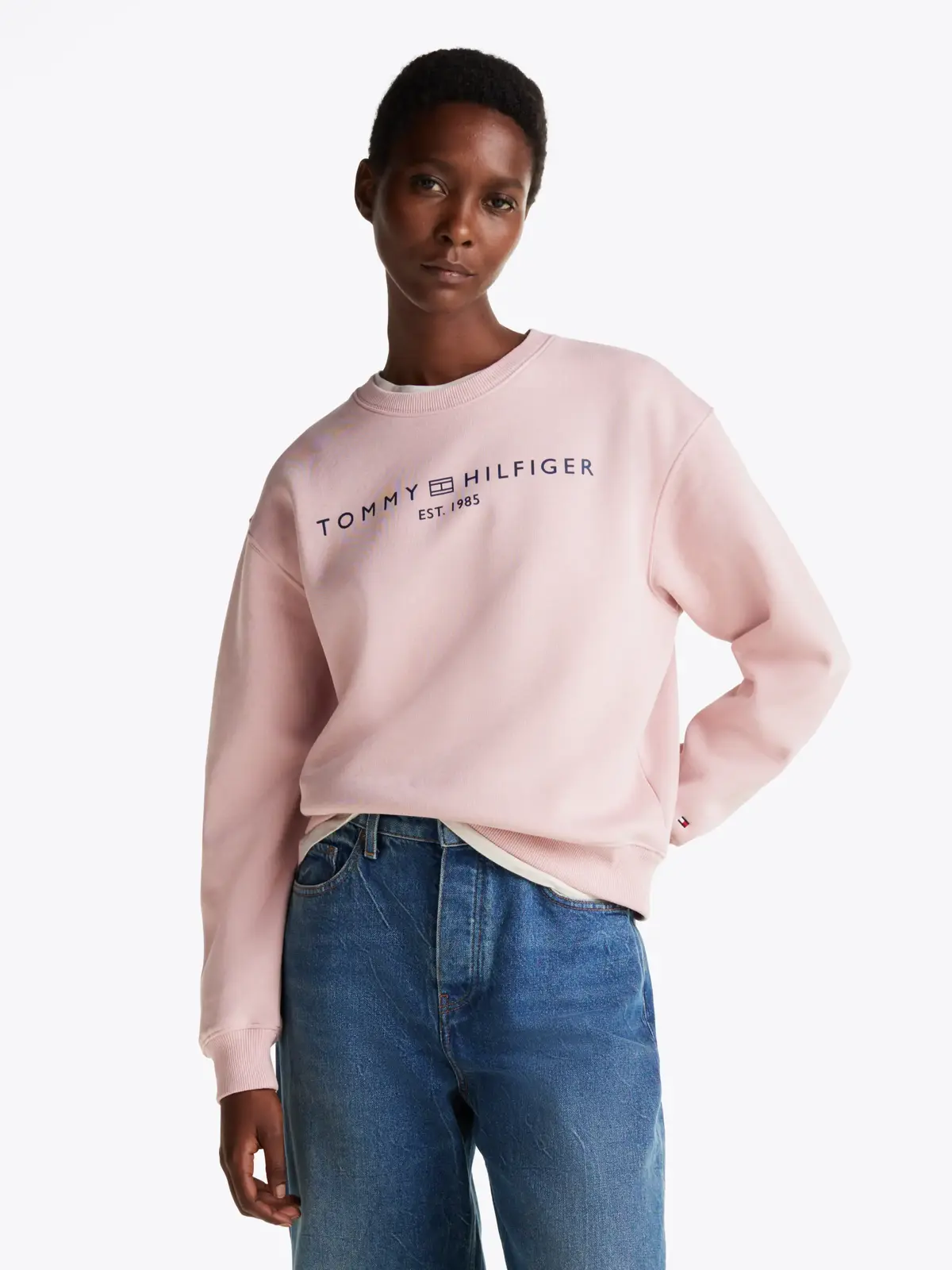 Tommy Hilfiger MDRN REG CORP LOGO C Kadın Pembe Sweatshirt