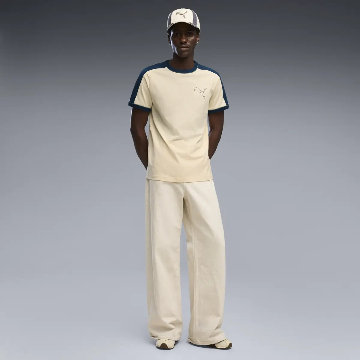 PUMA T7 Ringer Tee Krem Erkek T-Shirt