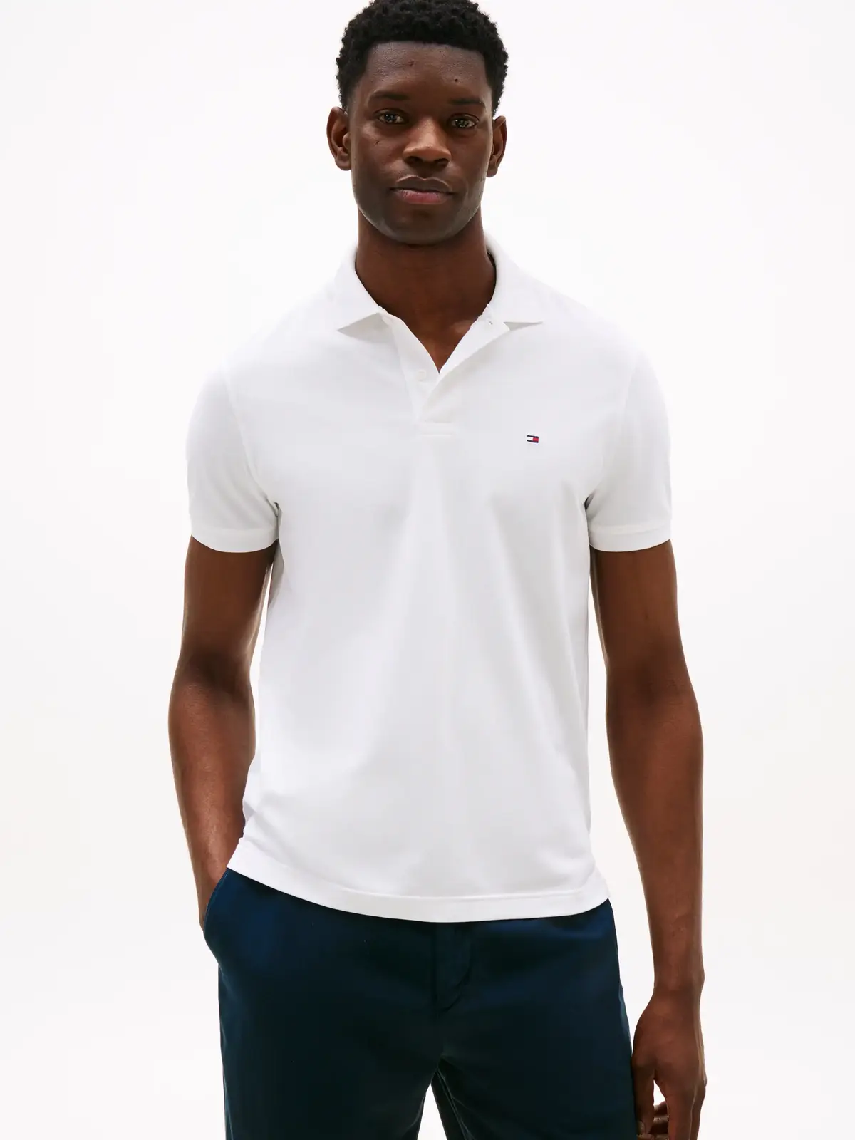 Tommy Hilfiger PERFORMANCE PIQUE RE, YBR Beyaz Erkek T-Shirt & Polo