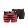 Puma PUMA HERITAGE STRIPE BOXER 2P red / blac Kırmızı/Siyah Erkek 2'li Boxer