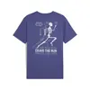 Puma GRAPHICS SKELETON RUN TEE Mavi Erkek T-Shirt
