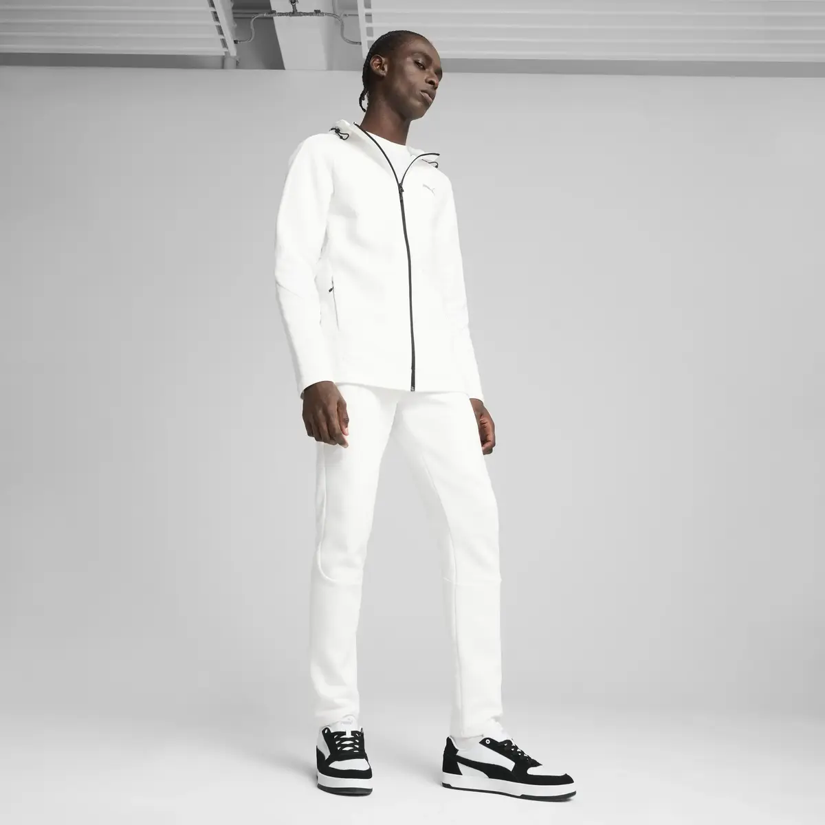 PUMA EVOSTRIPE Full-Zip Hoodie Beyaz Erkek Fermuarlı Ceket