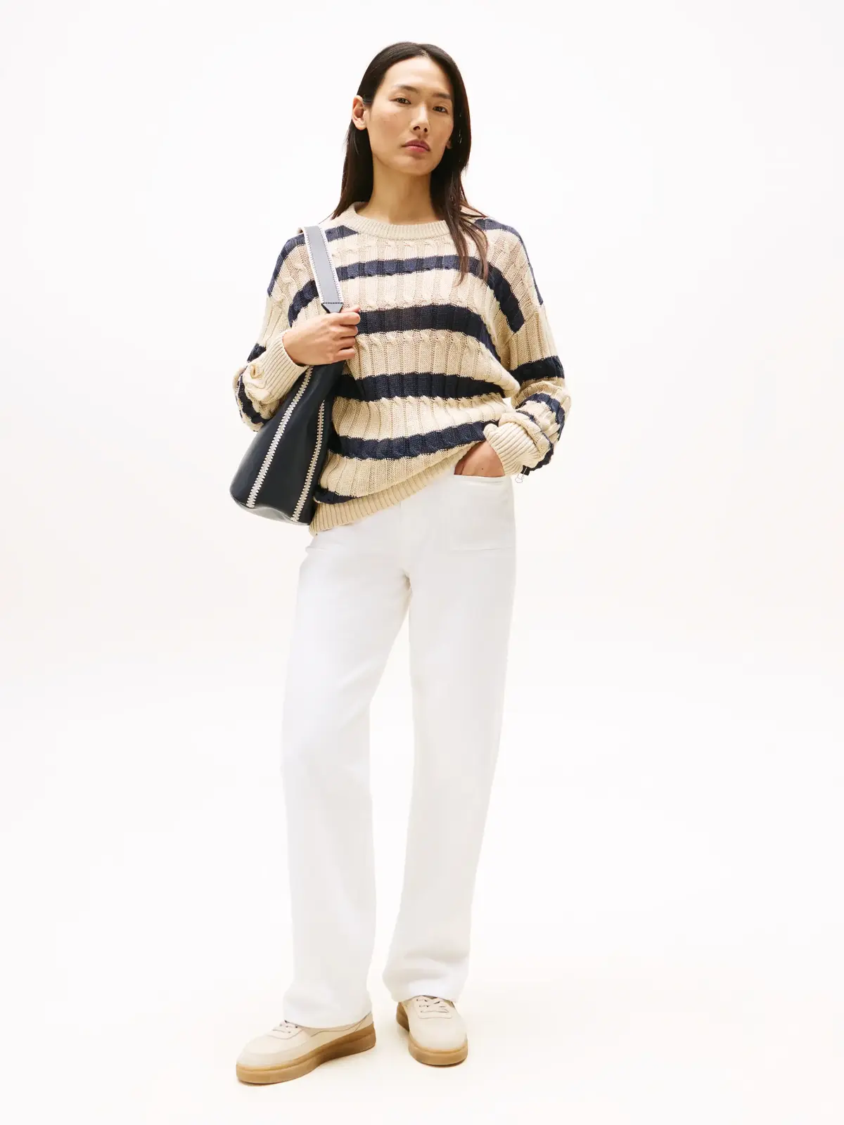 Tommy Hilfiger DNM WHITE RELAXED ST, YBR Beyaz Kadın Kot Pantolon