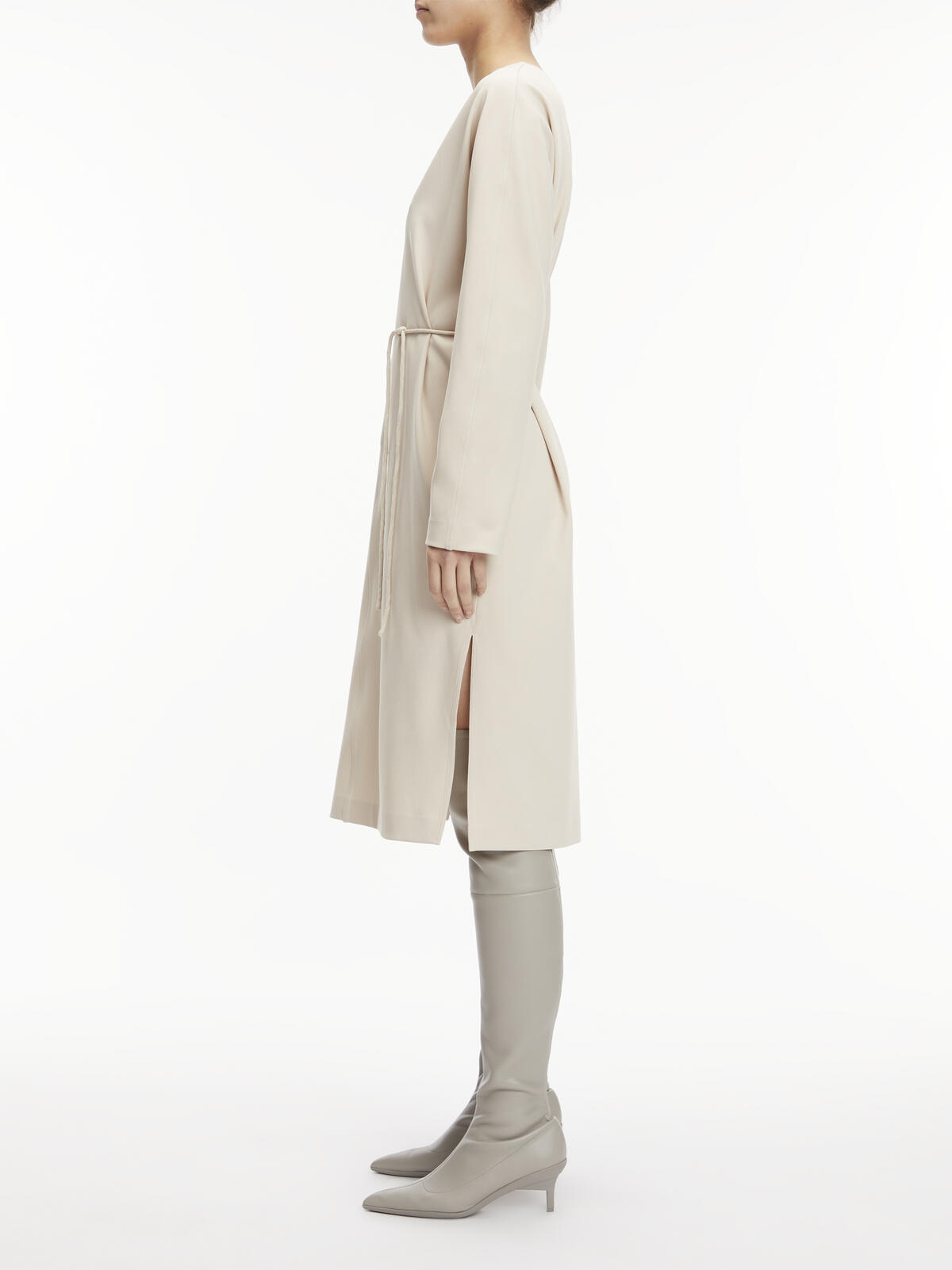 Calvin Klein STRUCTURE TWILL V NE Kadın Krem Elbise