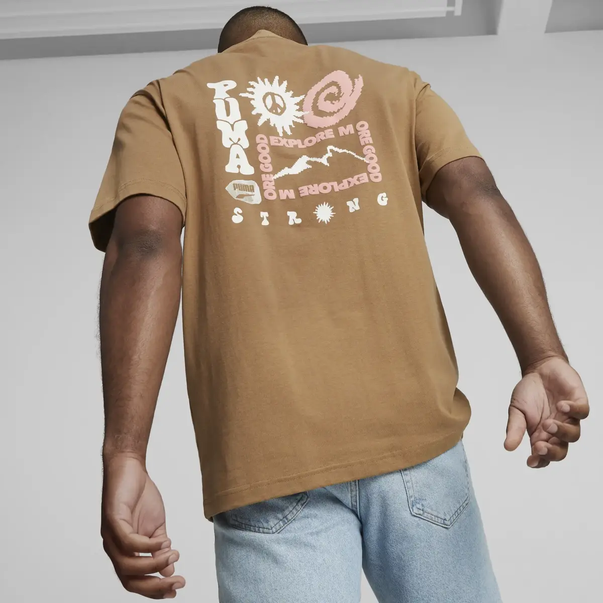 Puma DOWNTOWN Graphic Tee Bej Erkek T-shirt