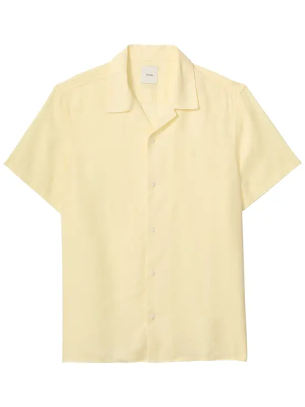 Calvin Klein SS CAMP COLLAR SOLID, 41M, L Sarı Erkek Gömlek