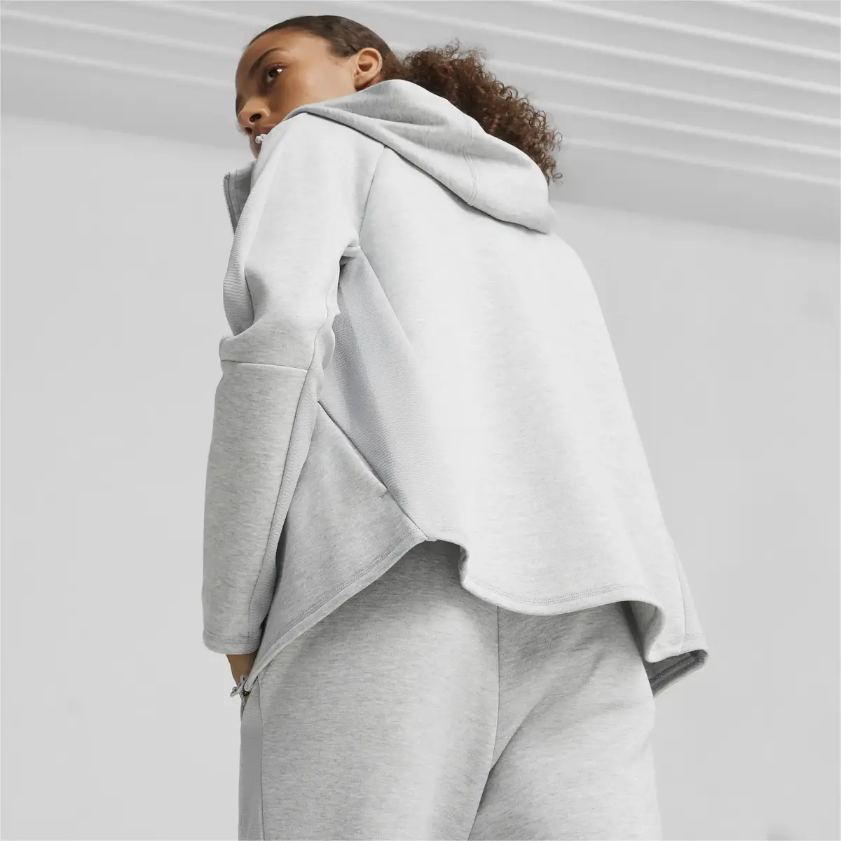 Puma EVOSTRIPE FZ Hoodie Gri Kadın Sweatshirt